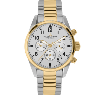 JACQUES LEMANS 42-2G Uhr Herren Edelstahl 10Bar Quarz